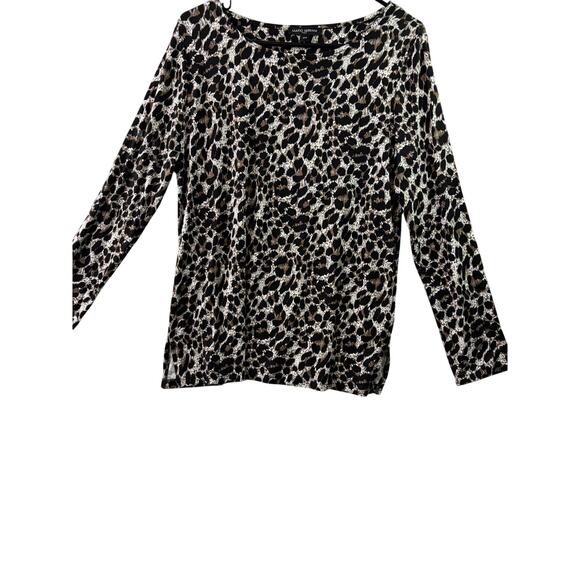 Mario Serrani Tops - Mario Serrani Italy crew neck long sleeve leopard print top – size M